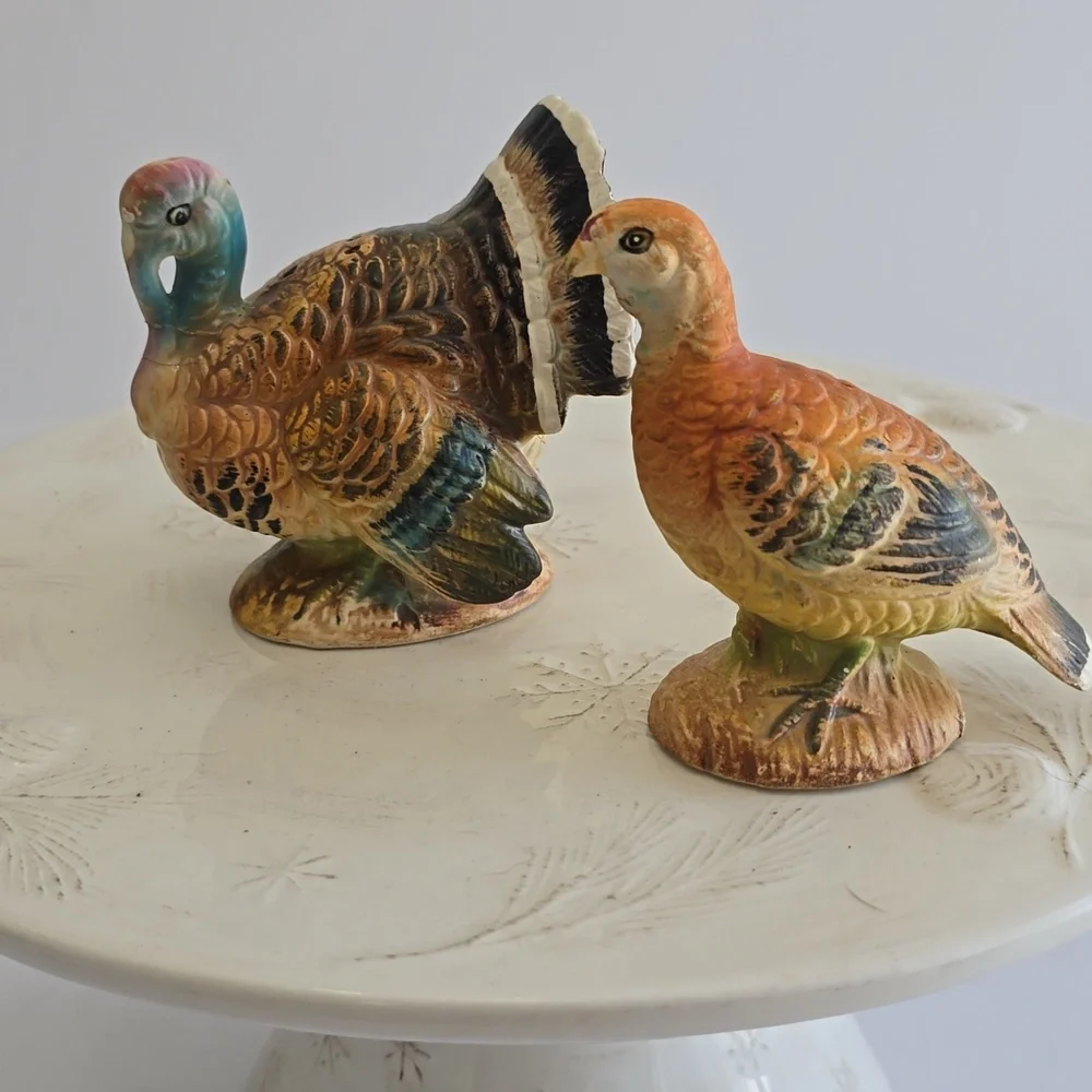 Vintage Set Of 2 Napcoware Turkey Handpainted  Ceramic Salt & Pepper Shakers